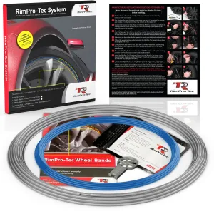 4x Silver Base's 4x Light Blue  Pinstripe's / RimPro-Tec® Wheelbands™ car wheel styling kit