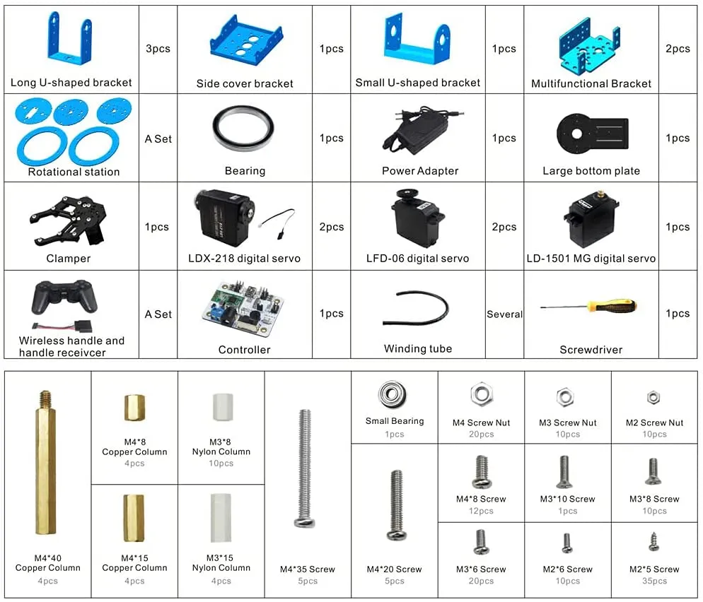 6DOF Metal Robotic Arm Complete Kit with Wireless Remote