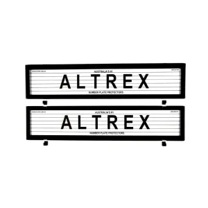Altrex Number Plate Protector Covers -  European Classic Full Size Front and Rear Black With Lines (520x110mm & 520x110mm) - 6LE