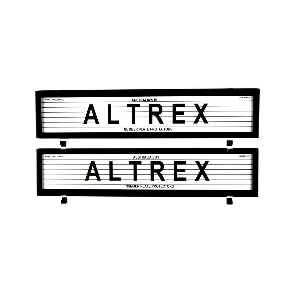 Altrex Number Plate Protector Covers -  European Classic Full Size Front and Rear Black With Lines (520x110mm & 520x110mm) - 6LE