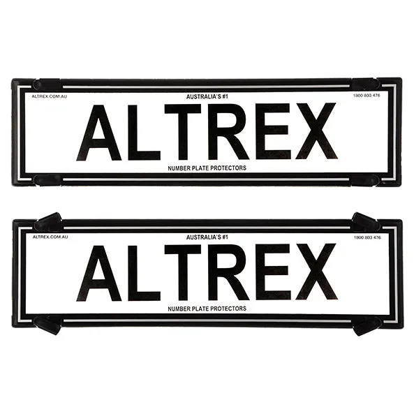 Altrex Number Plate Protector Covers -  Standard Size Black Border with Silver Insert Without Lines (372x134mm & 372x134mm) - 6NLS