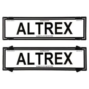 Altrex Number Plate Protector Covers -  Standard Size Black Border with Silver Insert Without Lines (372x134mm & 372x134mm) - 6NLS