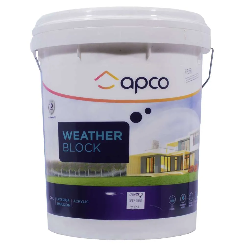 Apco Weatherblock Semi Gloss Acrylic Deep Base 20L