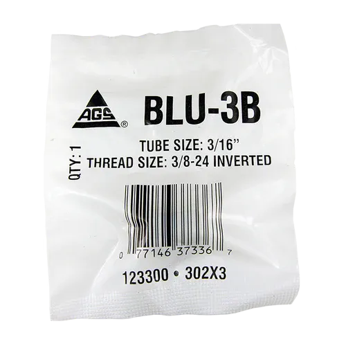 BL BLU-3B AGS Brass Brake Line Union 3/16" (3/8-24 Inverted)