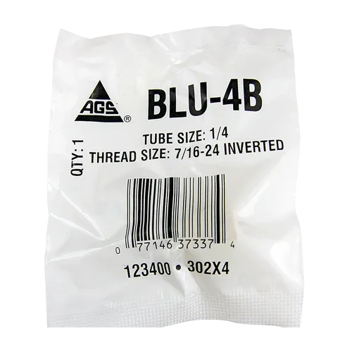 BL BLU-4B AGS Brass Brake Line Union 1/4" (7/16-24 Inverted)