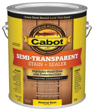 Cabot 0306 Semi Transparent Stain, Neutral Base, Liquid, 1 gal, Can :GAL: QUANTITY: 4