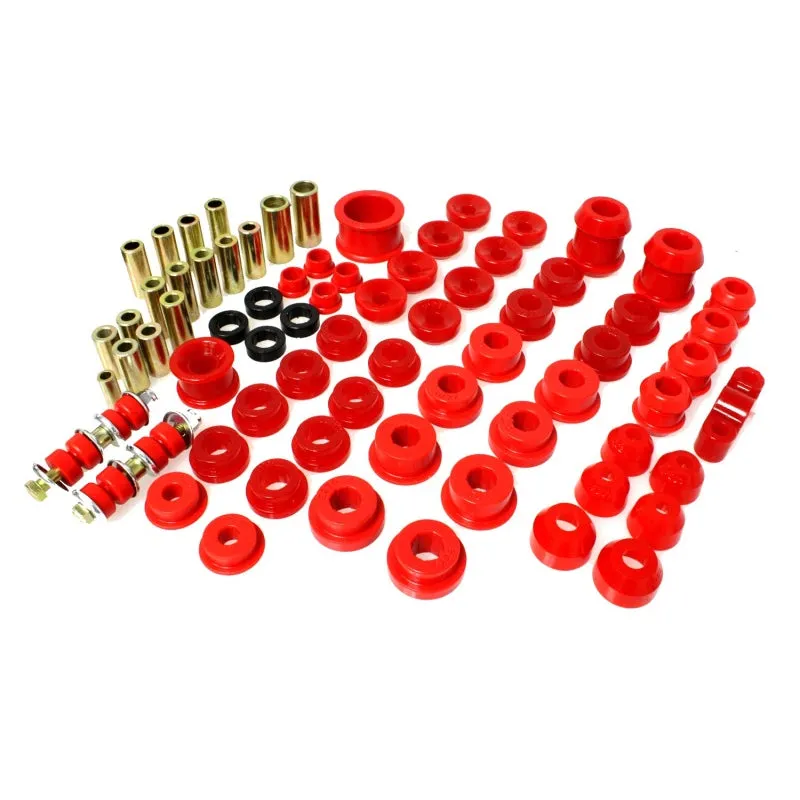 Energy Suspension Hyper-Flex Bushing Kit - Suspension Bushings - Boots/Links - Polyurethane/Steel - Red/Cadmium - Del Sol