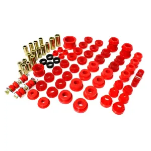 Energy Suspension Hyper-Flex Bushing Kit - Suspension Bushings - Boots/Links - Polyurethane/Steel - Red/Cadmium - Del Sol
