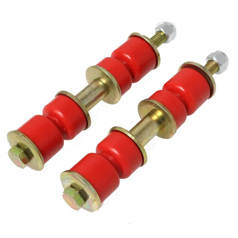 Energy Suspension Hyper-Flex End Link - 2-3/4 to 3-1/4" Adjustable Long Sleeve - 3/8" Bolts/Nuts/Washers - Polyurethane/Steel - Red/Cadmium (Pair)