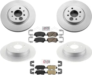 Front and Rear Coated Disc Brake Rotors & Brake Pads For Hyundai Accent 18-2022