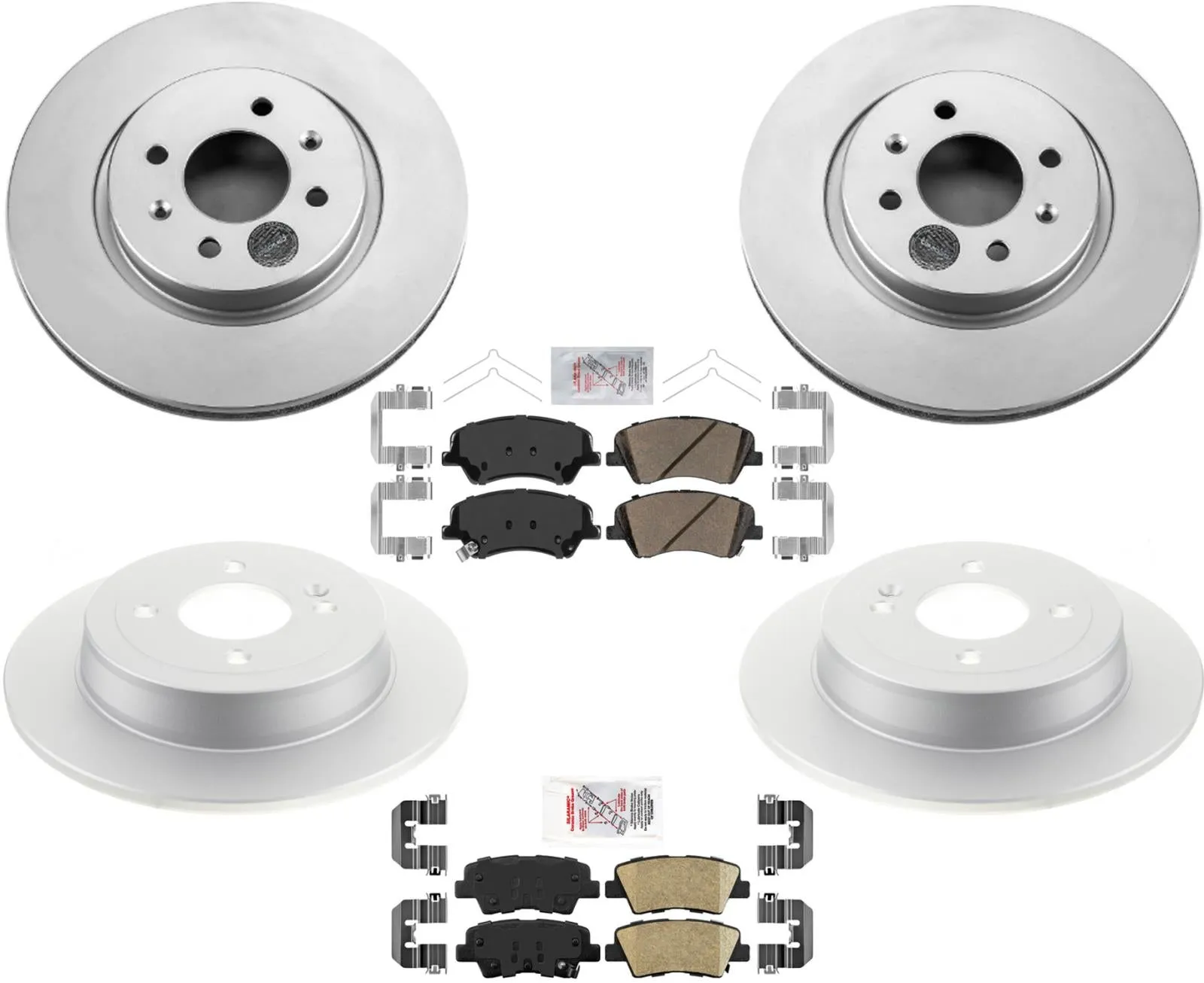 Front and Rear Coated Disc Brake Rotors & Brake Pads For Hyundai Accent 18-2022