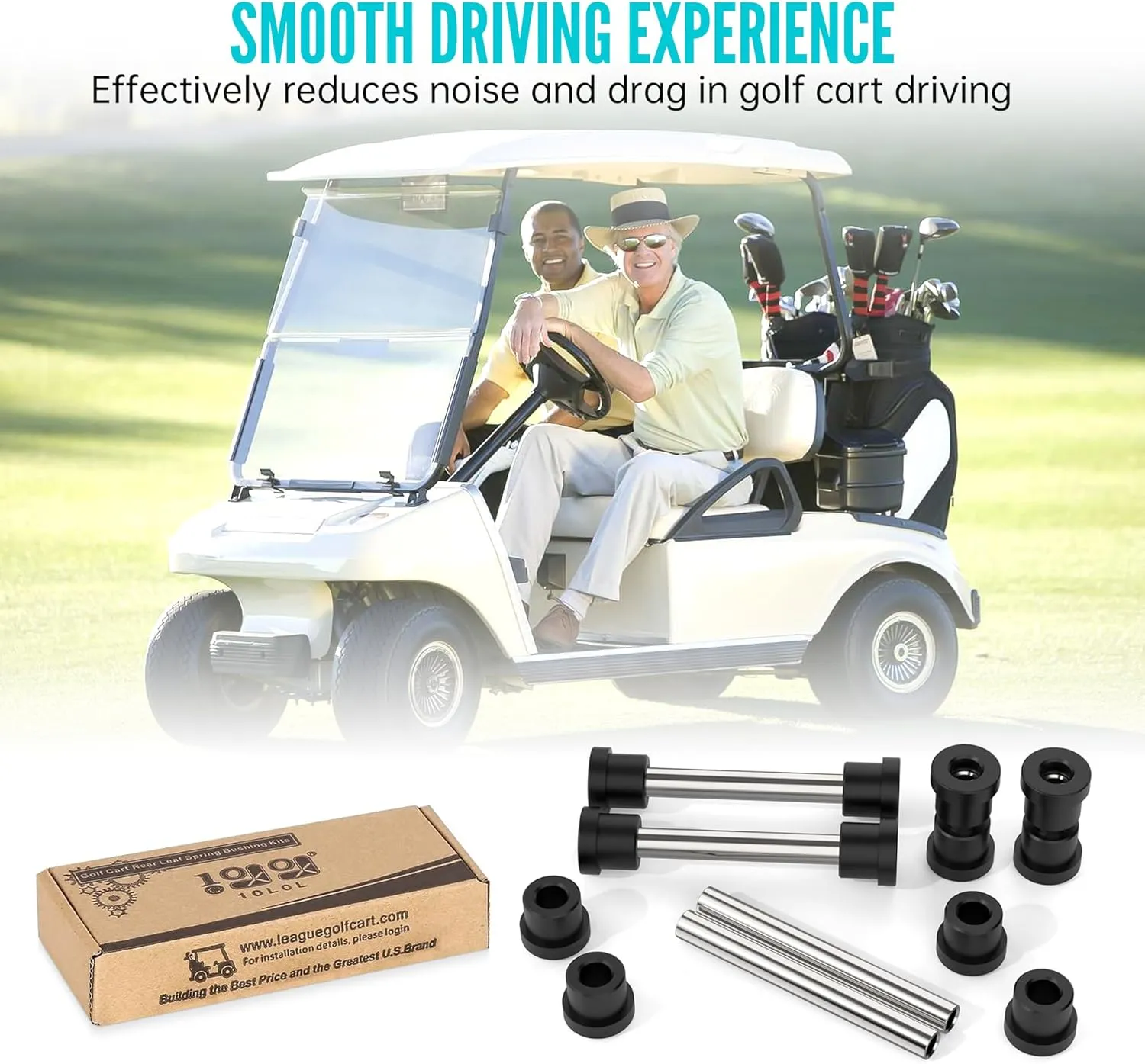 Golf Cart Rear Leaf Spring & Shackle Bushing Sleeve Kit for Club Car Precedent - 10L0L