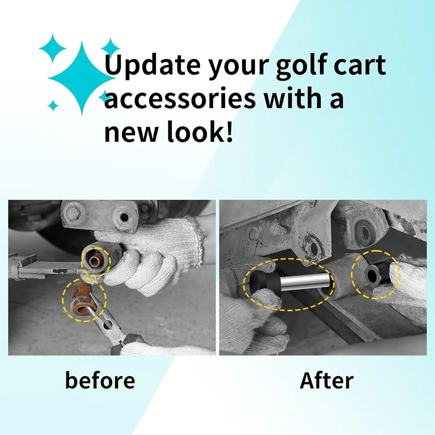 Golf Cart Rear Leaf Spring & Shackle Bushing Sleeve Kit for Club Car Precedent - 10L0L