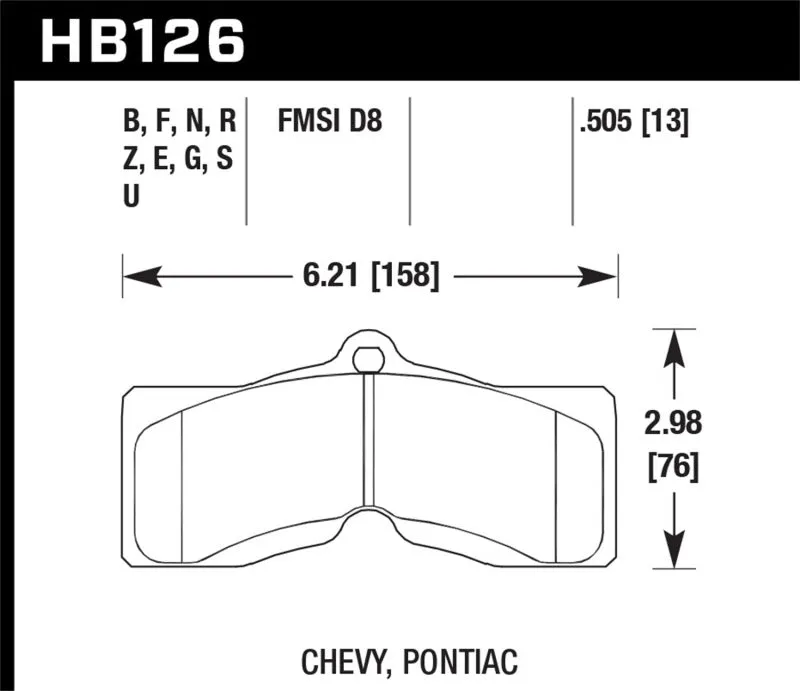 Hawk ER-1 Front or Rear Brake Pads - 65-73 Chevrolet Corvette Front - HB126D.505