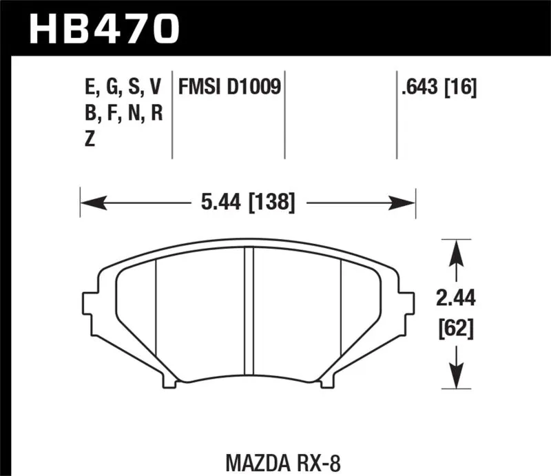 Hawk ER-1 Race Front Brake Pads - 05-11 Mazda RX-8 1.3L 40th Anniversary Edition - HB470D.643