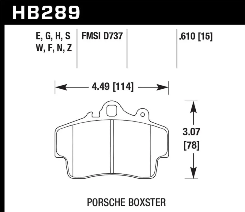 Hawk ER-1 Race Front Brake Pads - 97-99 Porsche Boxster 2.5L Base 4 Piston Caliper - HB289D.610