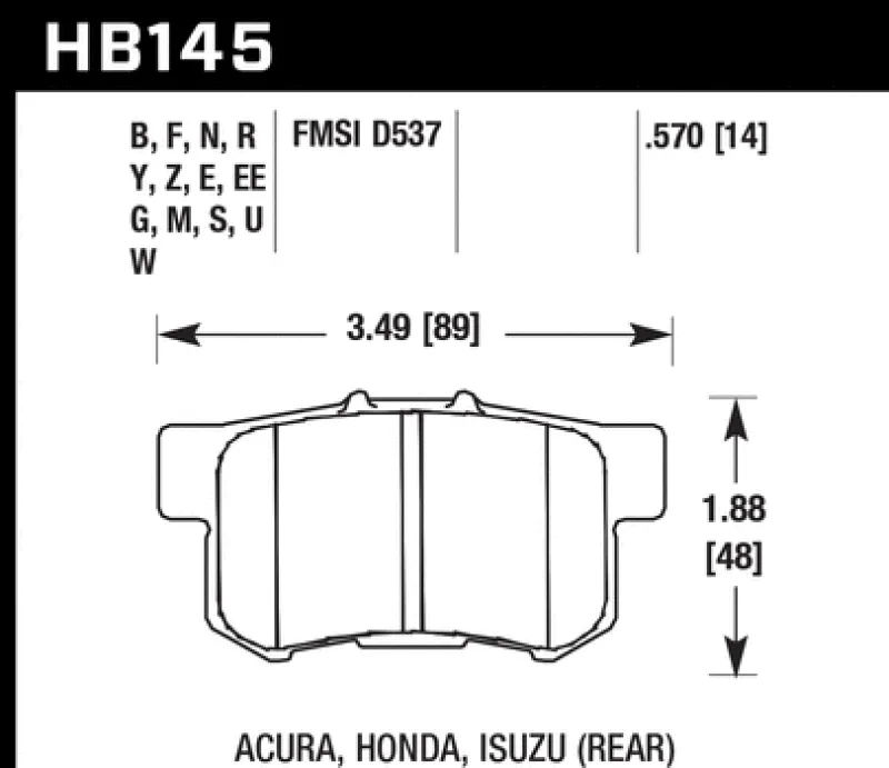 Hawk ER-1 Race Rear Brake Pads - Honda/Acura/Suzuki (Track Only) - HB145D.570