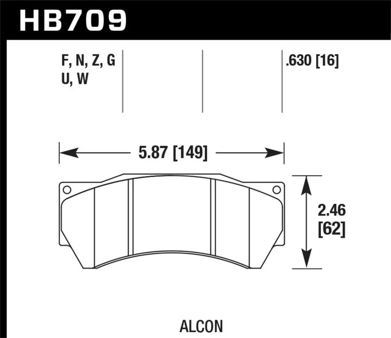 Hawk HPS 5.0 Street Brake Pads - Ferro-Carbon Black Powder Coat 16mm Pad Thickness - HB709B.630