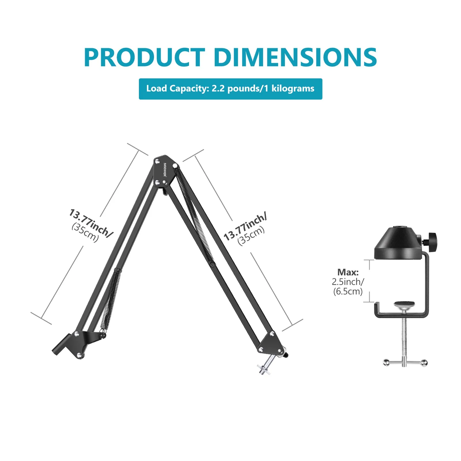 NEEWER Adjustable Suspension Boom Desktop Clamp