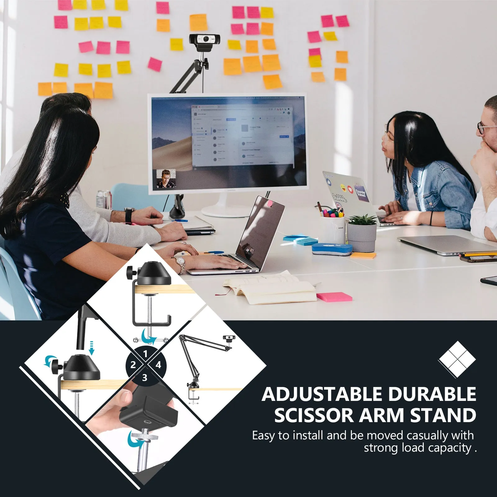 NEEWER Adjustable Suspension Boom Desktop Clamp