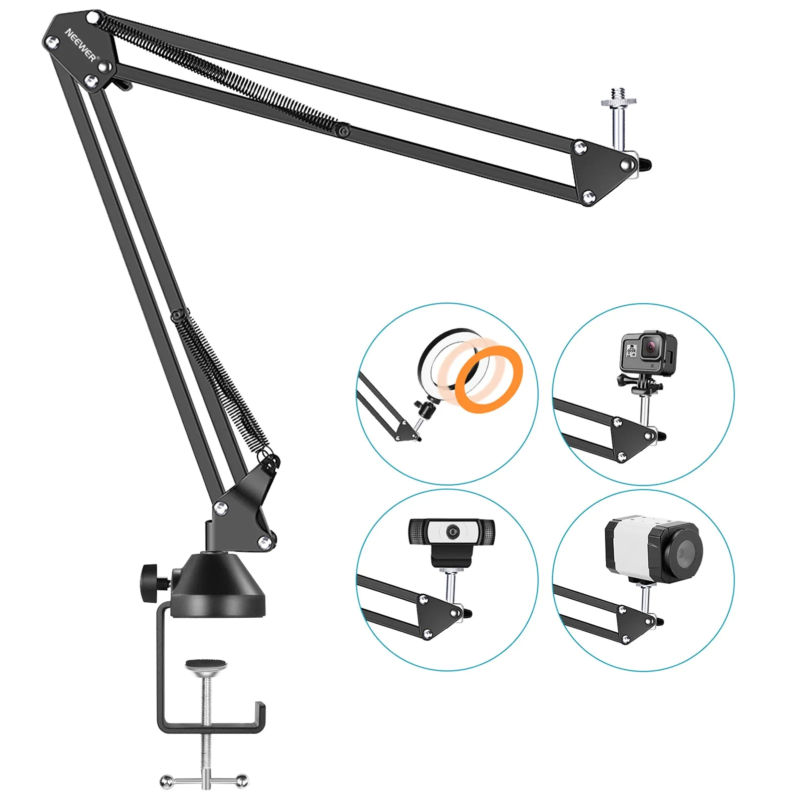 NEEWER Adjustable Suspension Boom Desktop Clamp
