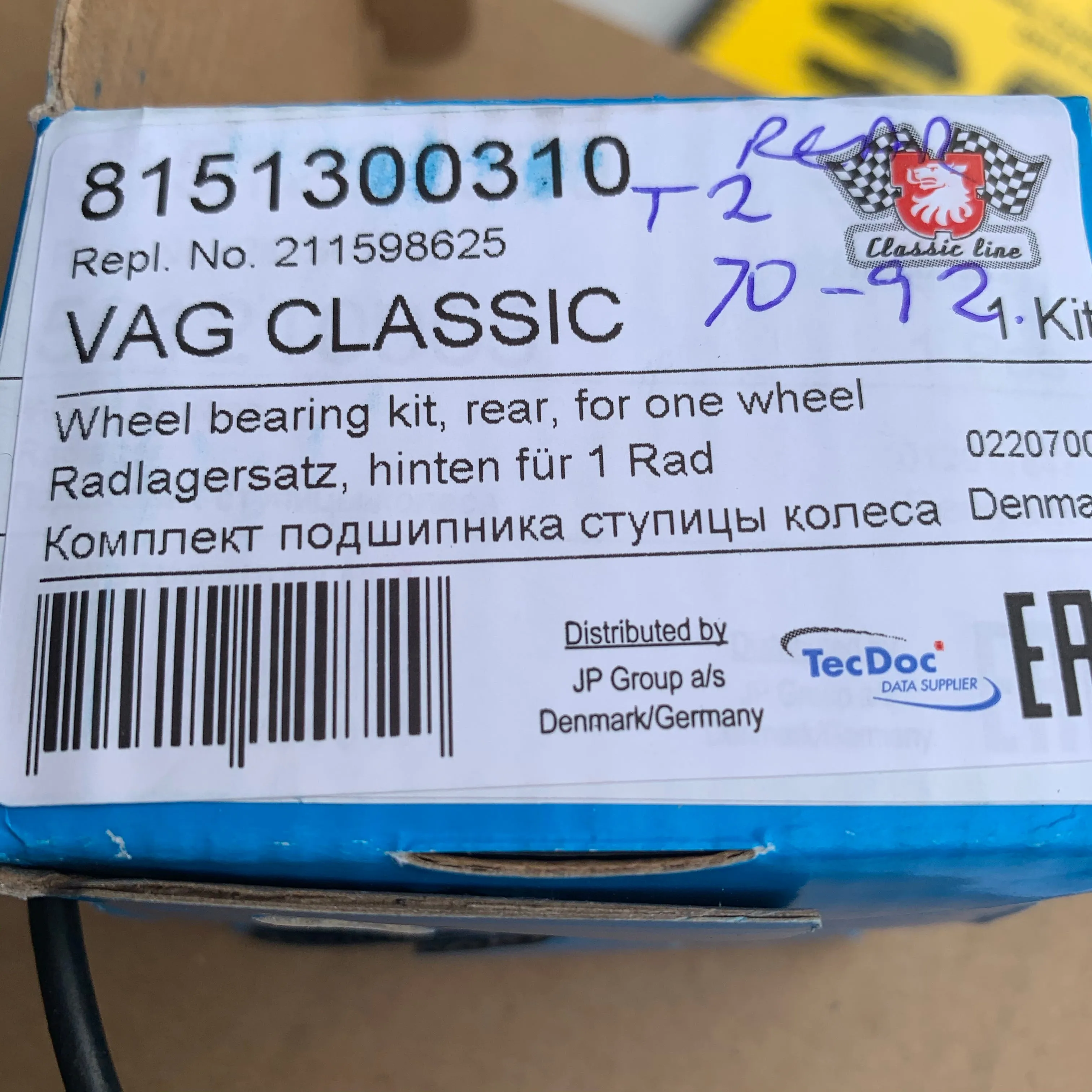 REAR WHEEL BEARING KIT - Kombi 1971-92