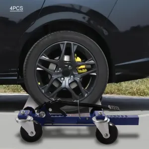 Set Of 4 Car Wheel Dolly Heavy Duty Self Loading Dolly With Ratcheting Foot Pedal, 1300lbs Capacity