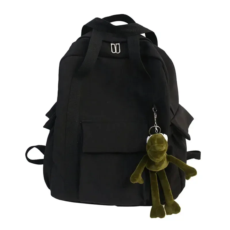 Sohiwoo New Solid Color Women'S Waterproof Nylon Backpack Simple School Bag For Teenage Girl Shoulder Travel Bag School Backpack