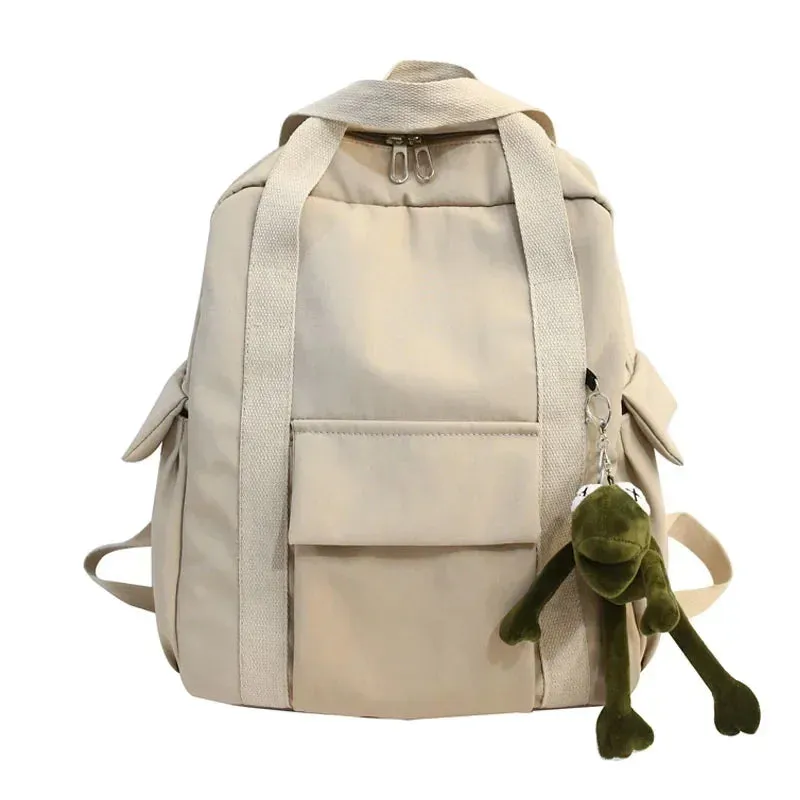 Sohiwoo New Solid Color Women'S Waterproof Nylon Backpack Simple School Bag For Teenage Girl Shoulder Travel Bag School Backpack