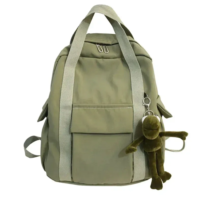 Sohiwoo New Solid Color Women'S Waterproof Nylon Backpack Simple School Bag For Teenage Girl Shoulder Travel Bag School Backpack