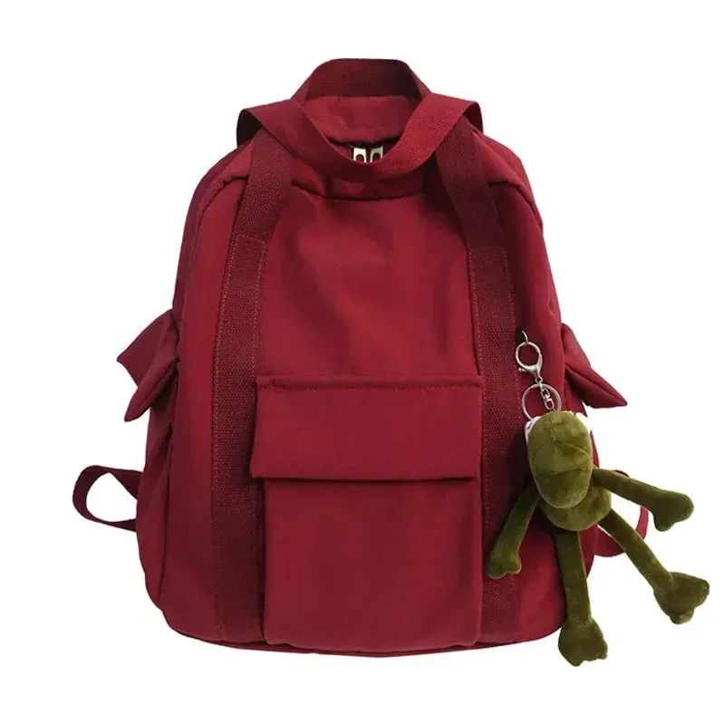 Sohiwoo New Solid Color Women'S Waterproof Nylon Backpack Simple School Bag For Teenage Girl Shoulder Travel Bag School Backpack