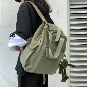 Sohiwoo New Solid Color Women'S Waterproof Nylon Backpack Simple School Bag For Teenage Girl Shoulder Travel Bag School Backpack