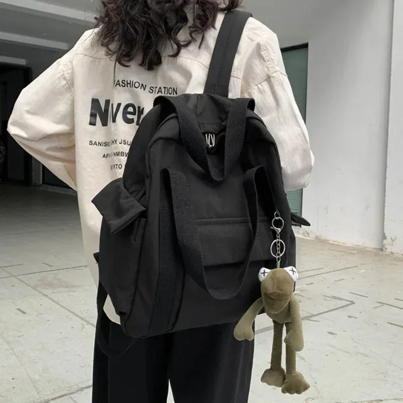 Sohiwoo New Solid Color Women'S Waterproof Nylon Backpack Simple School Bag For Teenage Girl Shoulder Travel Bag School Backpack