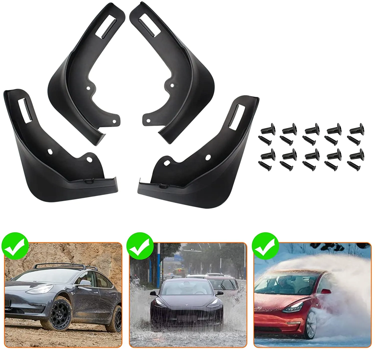 TAPTES® Mud Flaps for Tesla Model Y 2020 2021 2022 2023 2024, Set of 4pcs
