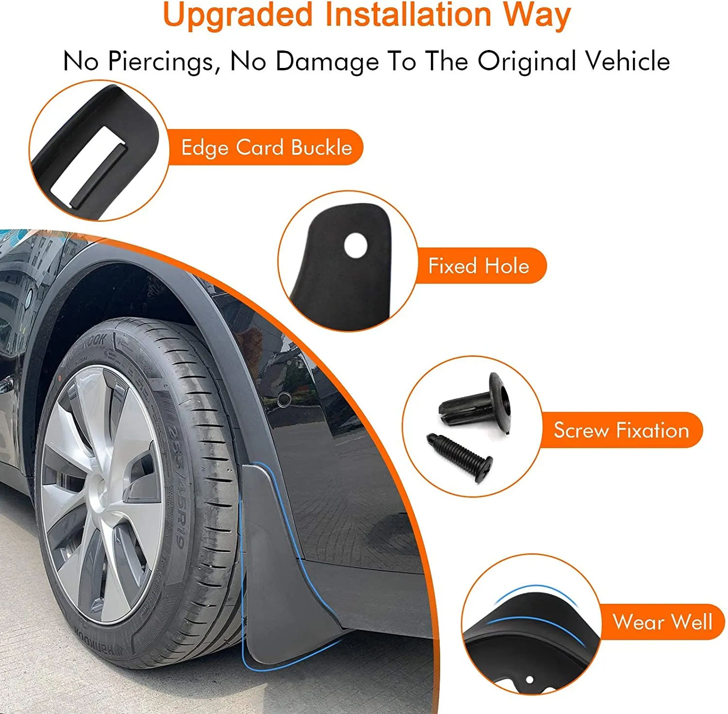 TAPTES® Mud Flaps for Tesla Model Y 2020 2021 2022 2023 2024, Set of 4pcs