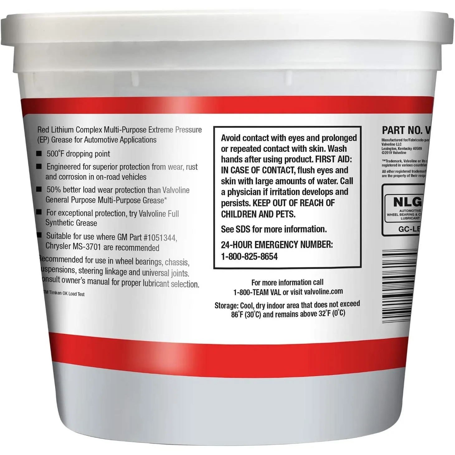 VAL VV616 Valvoline Multi-Vehicle #2 EP Hi-Temp Red Grease (4 lb)