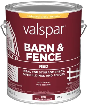 Valspar 018.2121-11.007 Barn and Fence Paint, Red, 1 gal :GAL: QUANTITY: 4