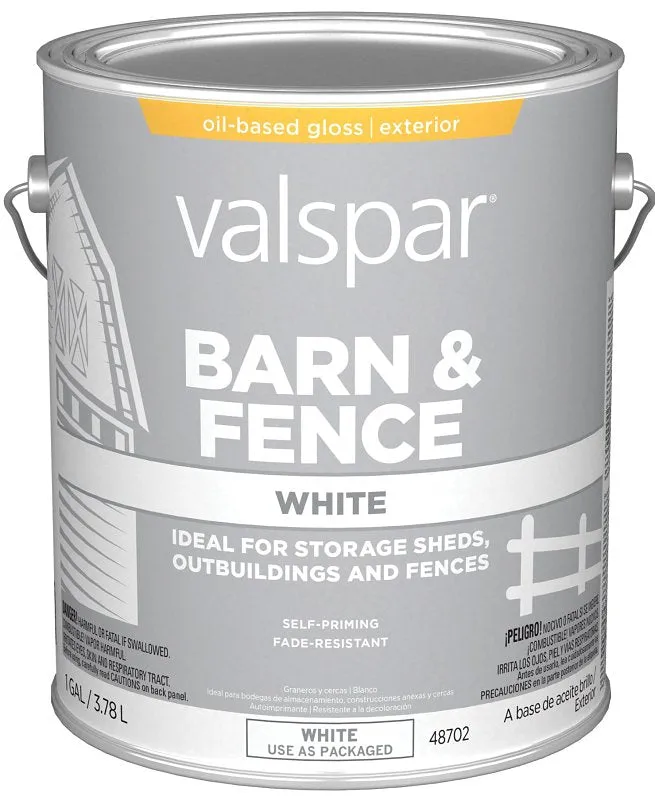 Valspar 018.3141-75.007 Barn and Fence Paint, White, 1 gal :GAL: QUANTITY: 4