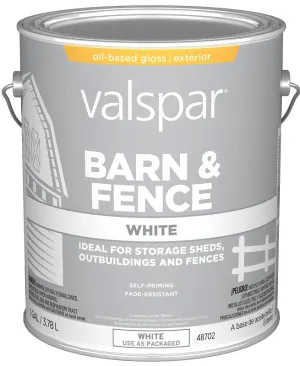 Valspar 018.3141-75.007 Barn and Fence Paint, White, 1 gal :GAL: QUANTITY: 4