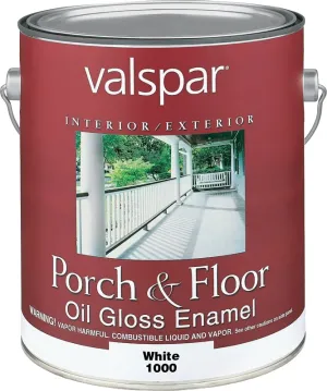 Valspar 027.0001000.007 Porch and Floor Enamel Paint, High-Gloss, White, 1 gal Can :GAL: QUANTITY: 2