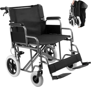 Vevor Wheelchair 24" Seat Width Foldable Carbon Steel Frame Flip-Up Armrests 300 Lbs Capacity New